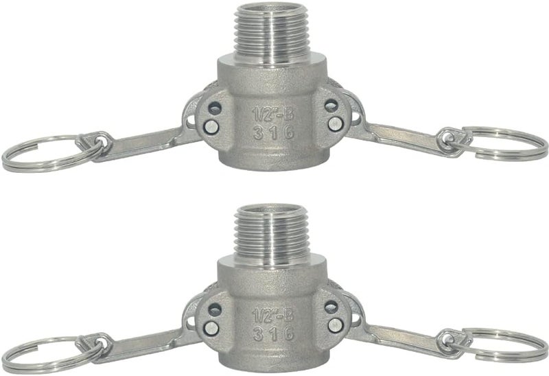 Varmhus Male Pipe Threads x 1/2" Type B Trash Pump Adapter Female Camlock,Type B Hose Fitting,Stainless Steel 316 - Image 1